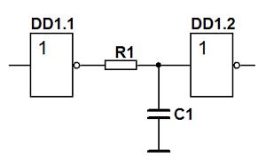 Схема задержки импульсов на логических элементах